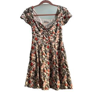Abercrombie & Fitch Mini Dress Size XS Floral Fruit Pockets Fit & Flare Cottage
